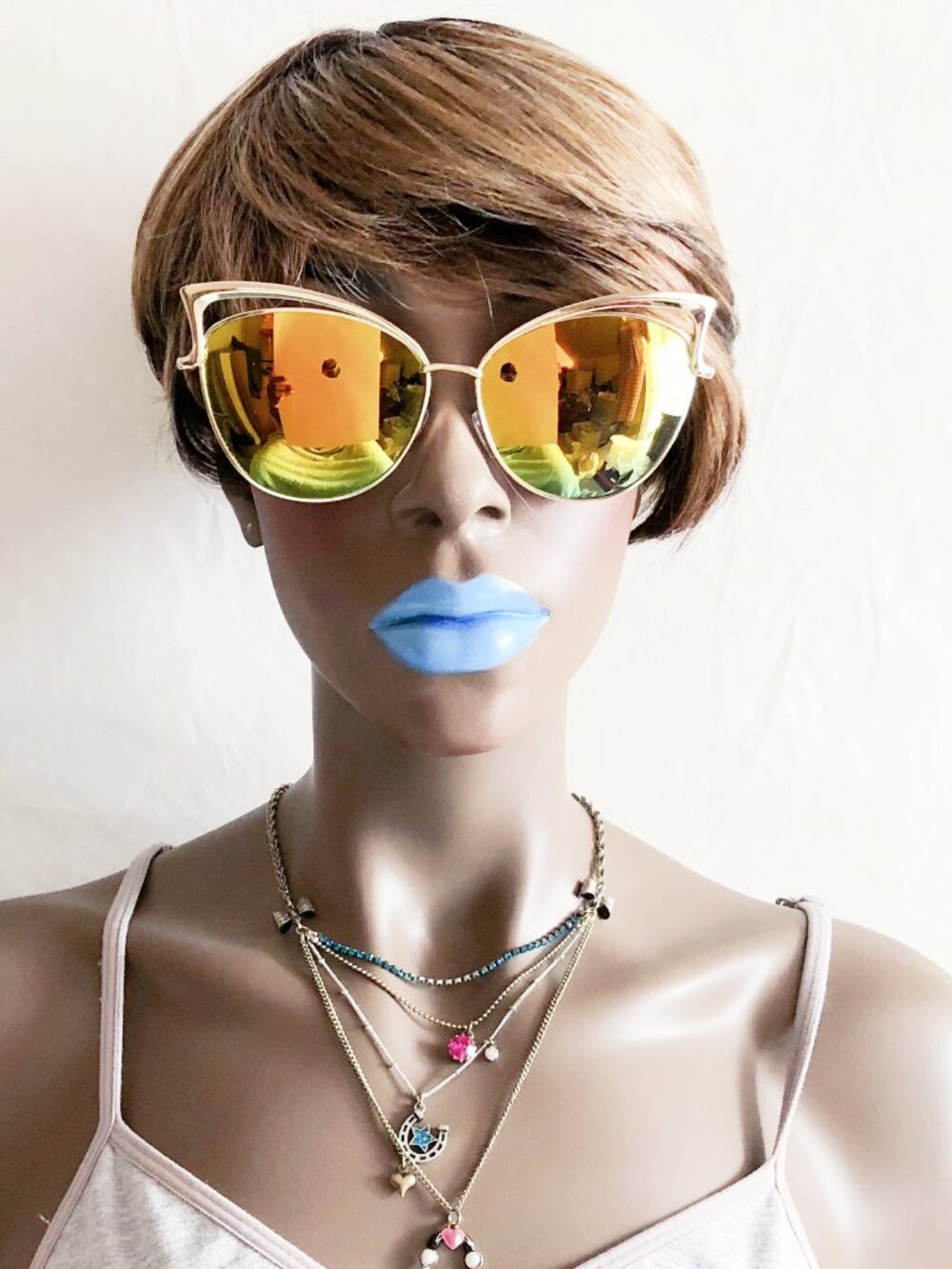 Fancy Gold Mirror Cat Eye Sunglasses